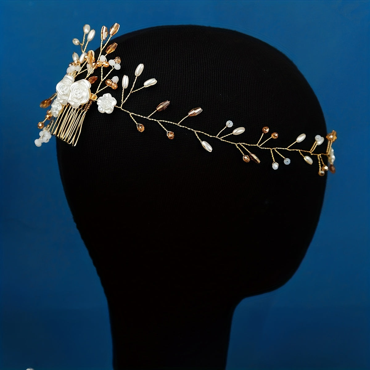 Bridal Flower Faux Pearl Headband Retro Head Piece Hair Accessories