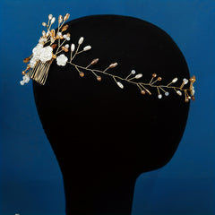 Bridal Flower Faux Pearl Headband Retro Head Piece Hair Accessories