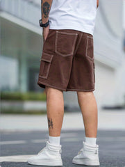Street Style Denim Shorts with Flap Pockets