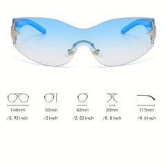 Y2K Wrap Around Sunglasses Star Decor Polarized Outdoor Eyewear UV400