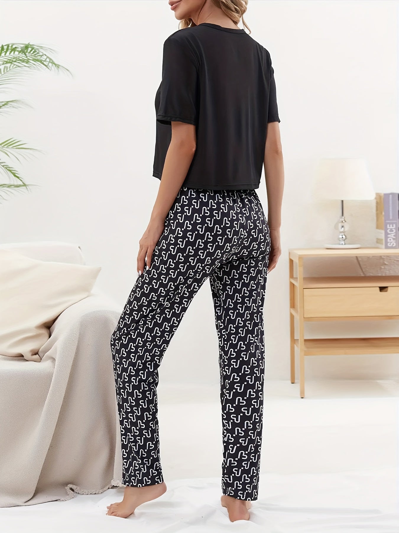 Cartoon Dog Print Pajama Set Women's Sleepwear & Loungewear