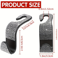 Bling Rhinestone Car Seat Hooks 4 Pack
