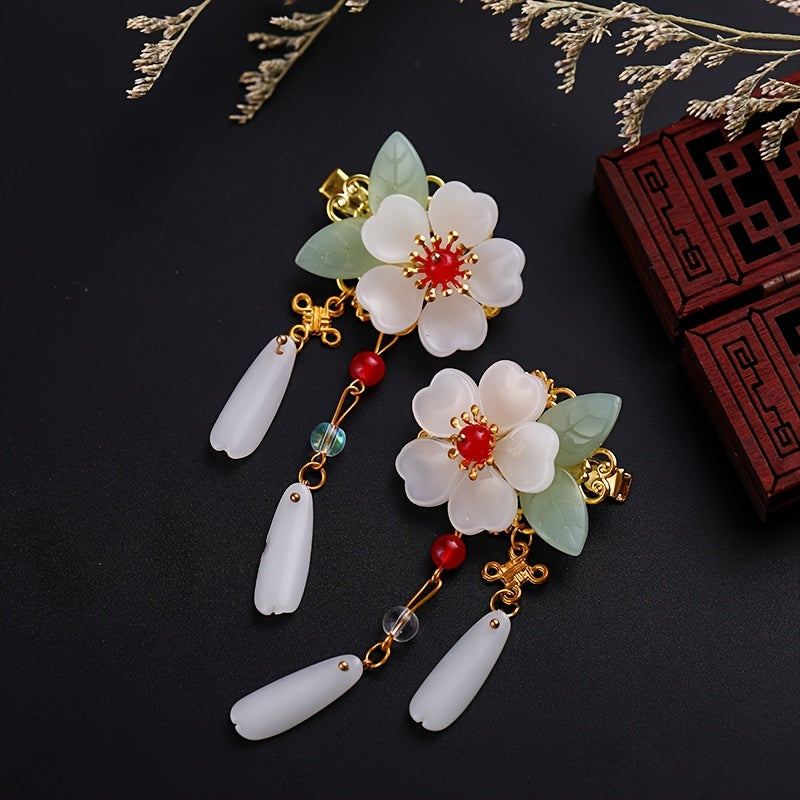 Ancient Hanfu Hair Clips Chinese Style Flower Tassel Hair