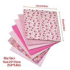 7pcs 24 89 24 Pink Quilting Cotton Fabric Squares Printed Craft Fabric