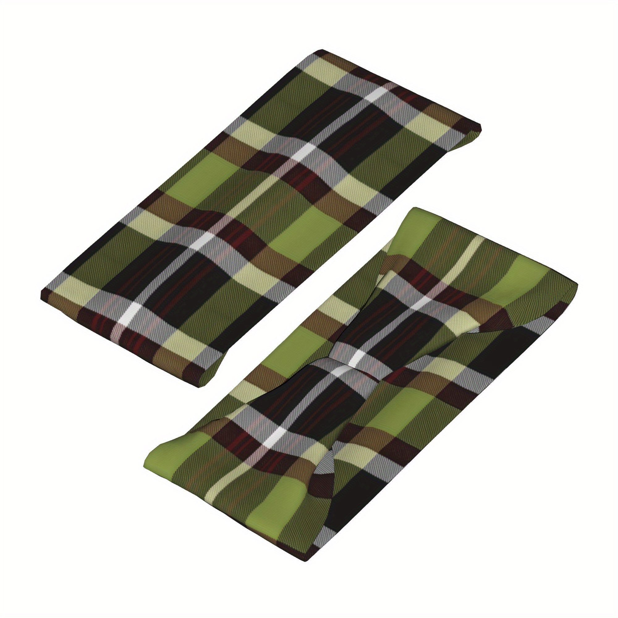 Men's Vintage Plaid Headband Olive Green Gray Grip Hairband Gym Running Casual