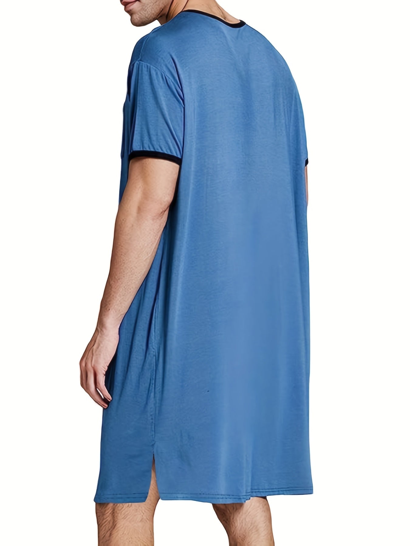 Men's Long Nightgown Thin T-shirt Loose Loungewear Pajamas Arab Robe