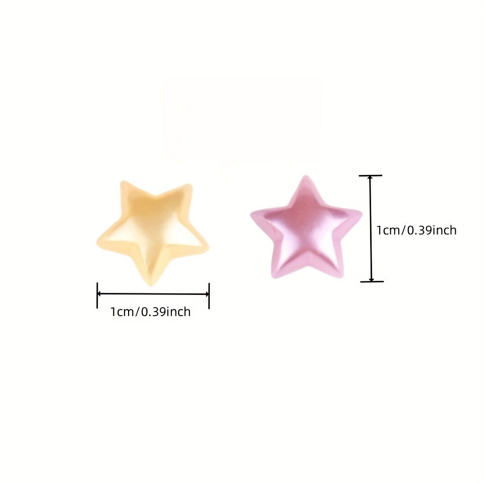 100pcs 10mm Resin Coloured Star Pearls Flatbacks DIY Christmas Crafts