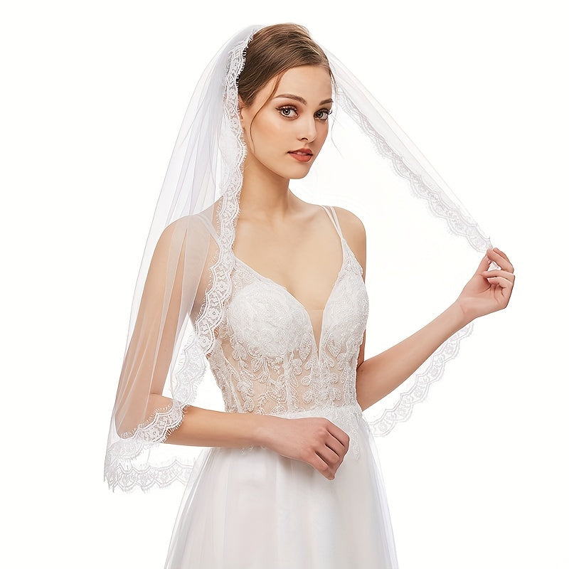 Lace Edge Wedding Veil With Comb