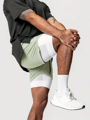 Men's 2-Layer Gym Running Shorts with Pockets Quick Dry Workout Shorts