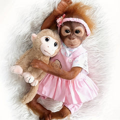 Realistic 21inch Reborn Monkey Doll Soft Silicone Vinyl Newborn Baby Monkey