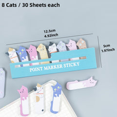 240 Sheets Cats Sticky Point Markers Cartoon Cat Sticky Notes Index Memo Pad