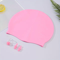 3pcs Adult Silicone Swimming Cap Nose Clip Earplug Set - Unisex Waterproof