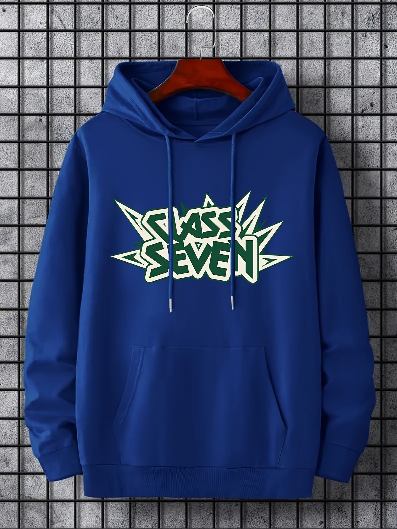 Men's Class Seven Print Hoodie Drawstring Hooded Sweatshirt
