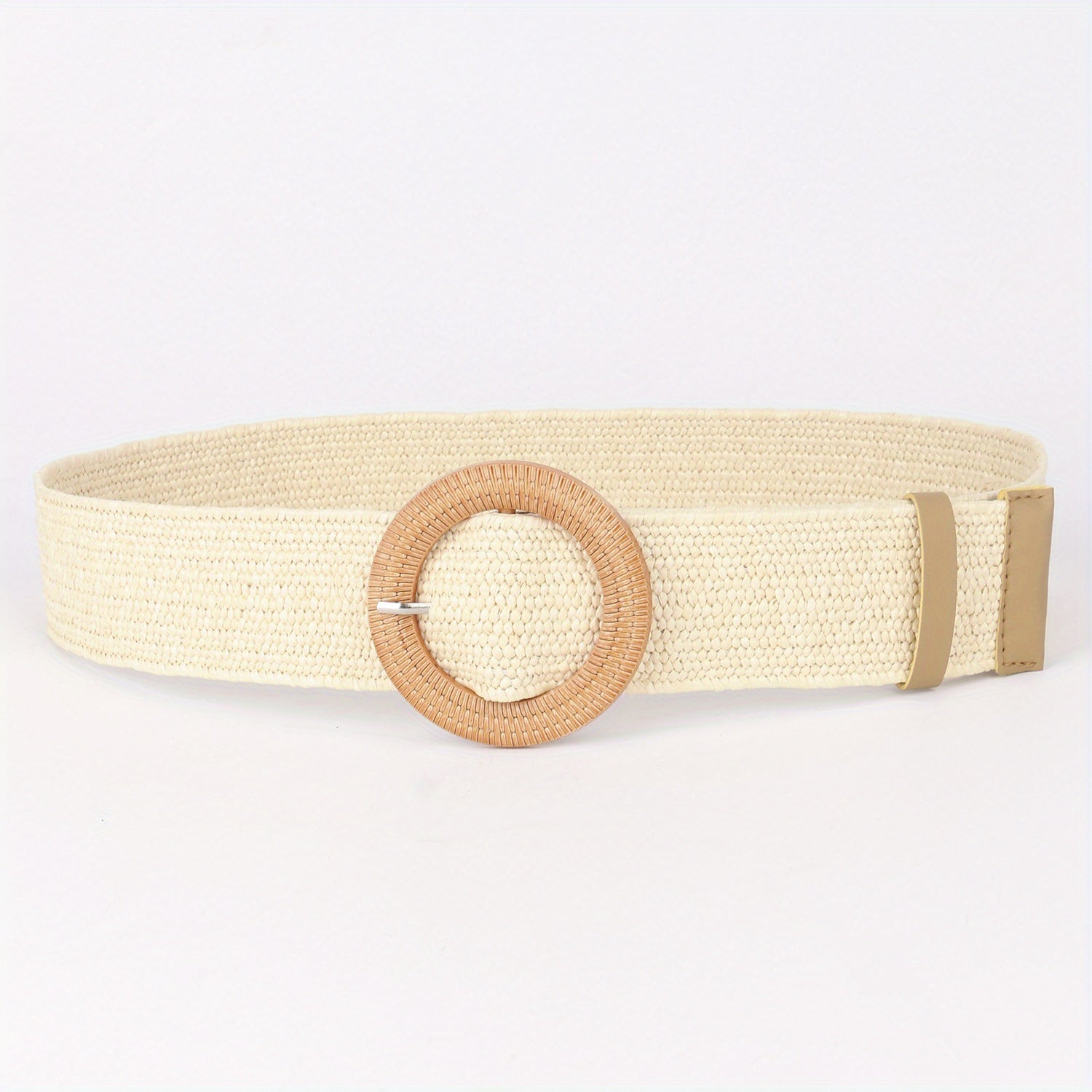 Women's Straw Stretch Waist Belt Square Buckle Boho Beach Dress Belts