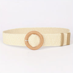 Women's Straw Stretch Waist Belt Square Buckle Boho Beach Dress Belts