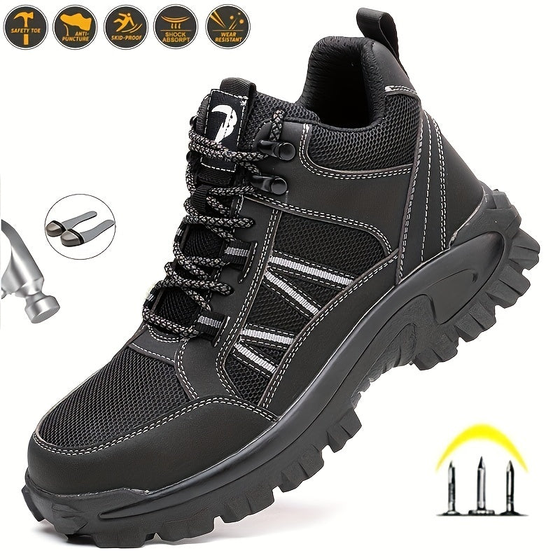 Men's Steel Toe Non Slip Work Safety Boots Puncture Proof