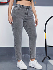 High Rise Tapered Leg Jeans