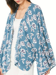 Floral Print Beach Cover Up Kimono Cardigan Women's Swimwear