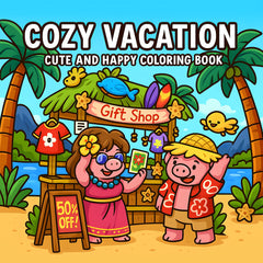 Tropical Beach Adult Coloring Book - 24 Pages of Summer Fun Scenes