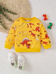 Cute Cartoon Car Print Long Sleeve Sweatshirt for Toddler Boys