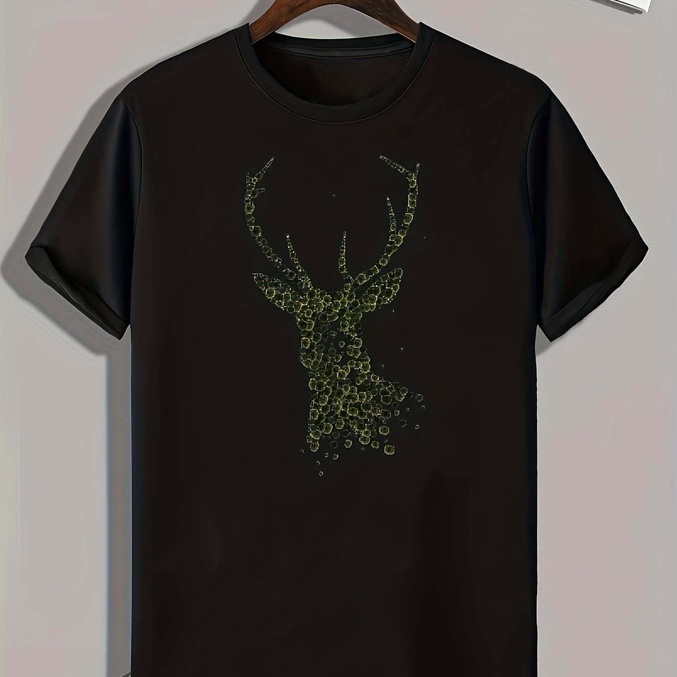 Deer Pattern Print Men's Sports T shirt Graphic Tee For Fitness Activities