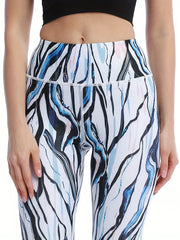 Striped Print High Waist Yoga Pants Tummy Control Leggings Women's Activewear