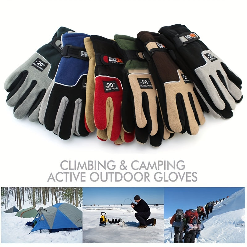 Fleece Gloves Full Finger Autumn Winter Warm Outdoor Cycling Long Finger Gloves