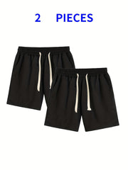 2pcs Men's Drawstring Summer Shorts