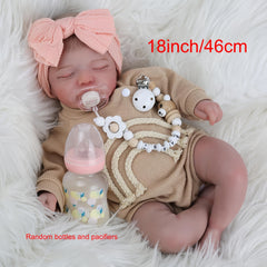 Realistic 18" Reborn Youngsters Girl Doll Hand Painted Hair Tan Outfit