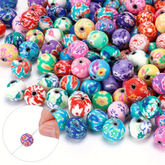 100PCS Bracelet Craft Beads Round Bulk Printing Loose Beads DIY Jewelry Making