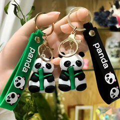 Bamboo Panda Keychain Soft Rubber Pendant for Small Ornaments