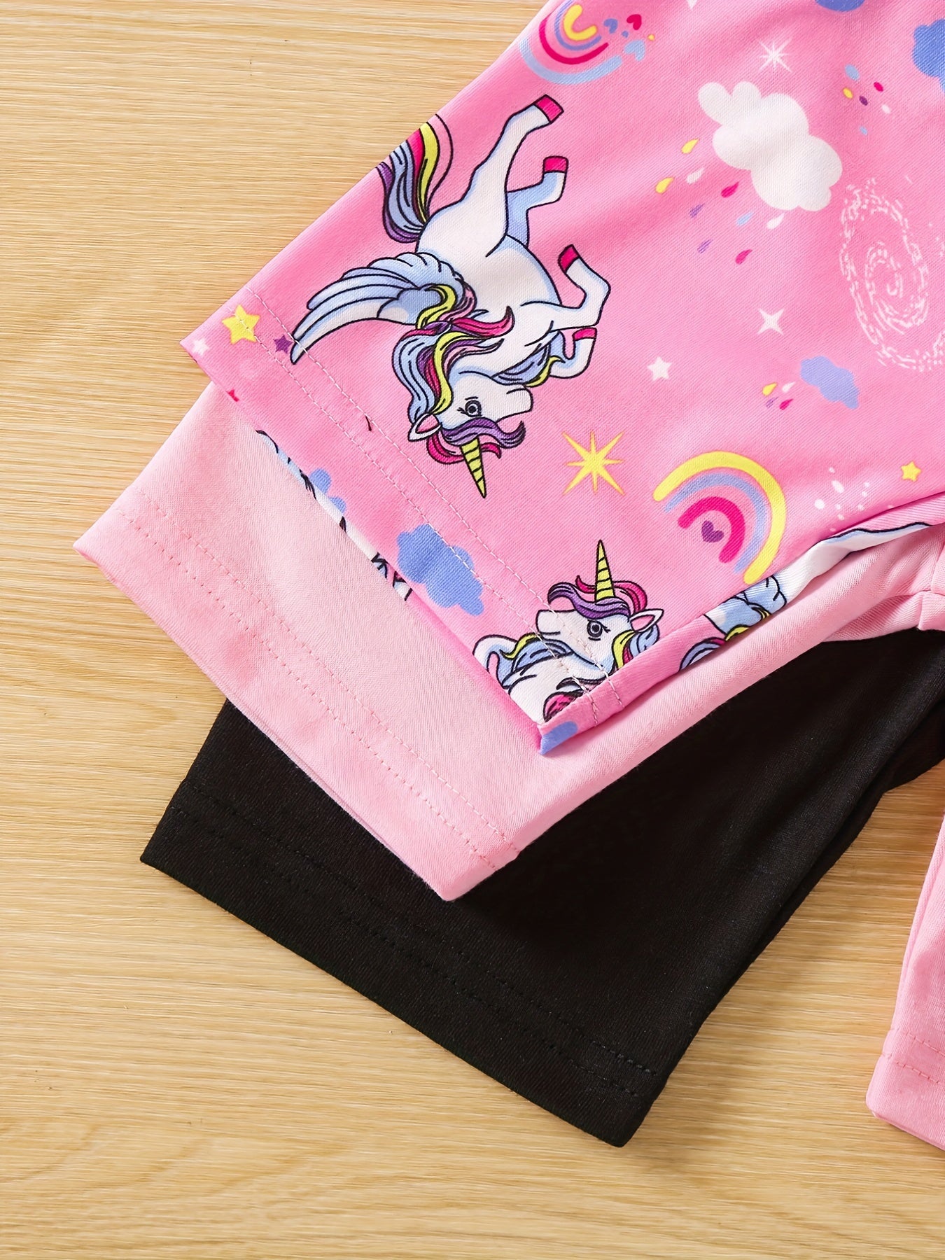 Girls Unicorn And Rainbow Print Quick drying Shorts For Summer