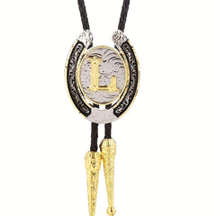 Golden L Letter Western Cowboy Bolo Tie
