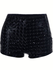 Rhombus Lattice Print Casual Shorts for Women