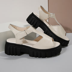 Women's Platform Sandals Hook & Loop Fastener Cutout Breathable Thick Sole