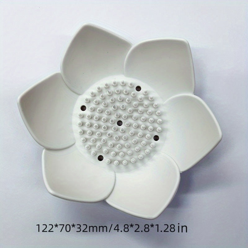 Lotus Shape Silicone Soap Box Non Slip Portable for Draining Soap Tray