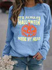 Halloween Jack O' Lantern Sweatshirt Crew Neck Long Sleeve Women's Clothing