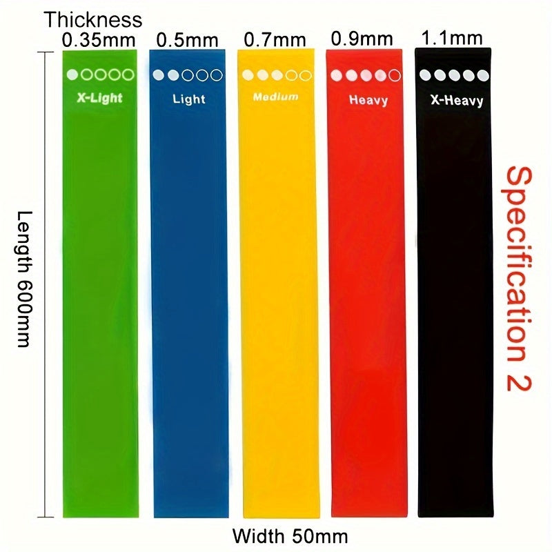 5pcs TPE Elastic Resistance Bands for Yoga Exercise & Stretching