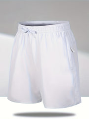Men's Solid Shorts Pockets Elastic Waist Drawstring Summer Beach Lounge