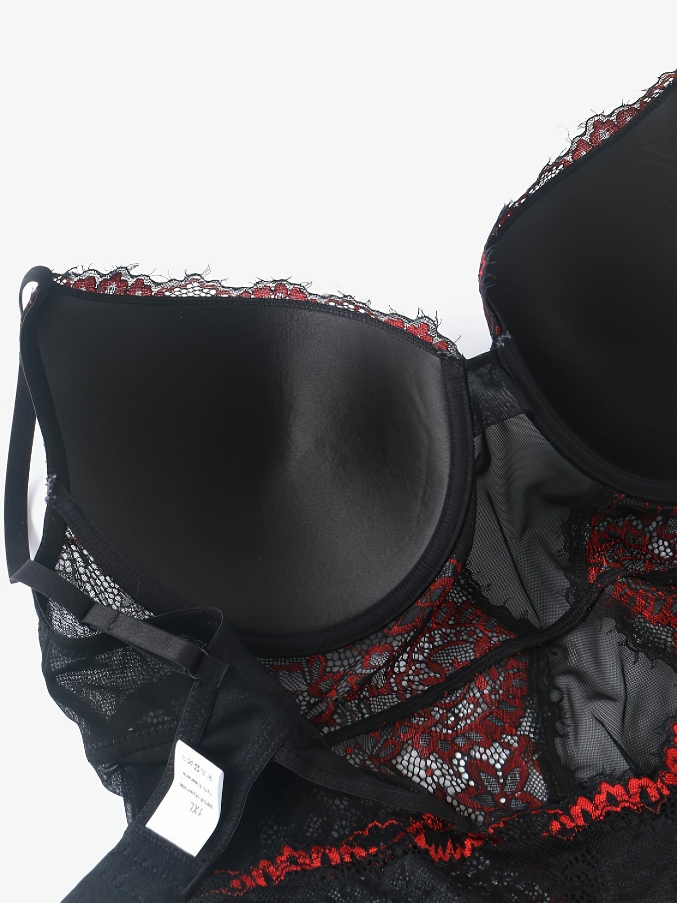 Lace Teddy Bodysuit Padded Cut Out Back Mesh Semi Sheer Lingerie
