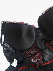 Lace Teddy Bodysuit Padded Cut Out Back Mesh Semi Sheer Lingerie
