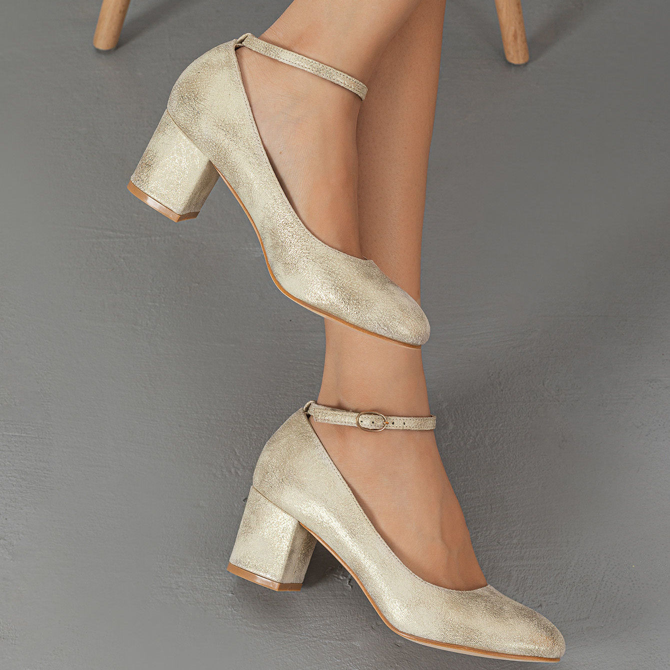 Chunky High Heels Ankle Strap Pumps Women's Footwear