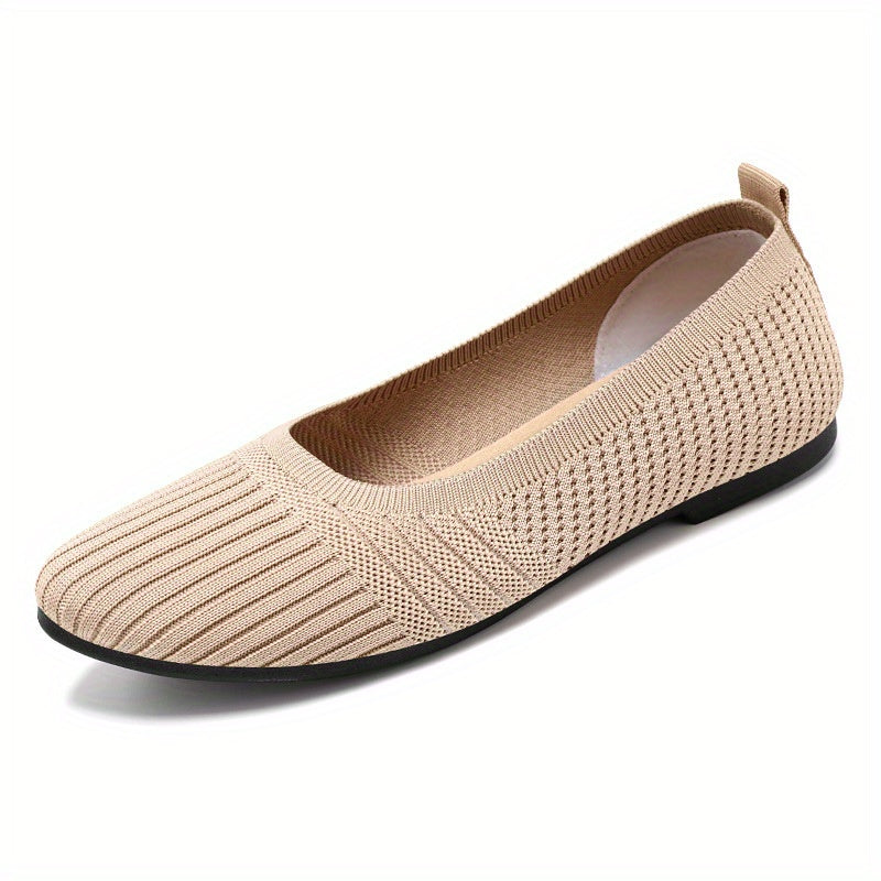 Women's Slip On Woven Flat Shoes Round Toe Breathable Casual Outdoor Shoes