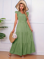 Ruffle Trim Tiered Maxi Dress Boho Casual Dress Spring & Summer