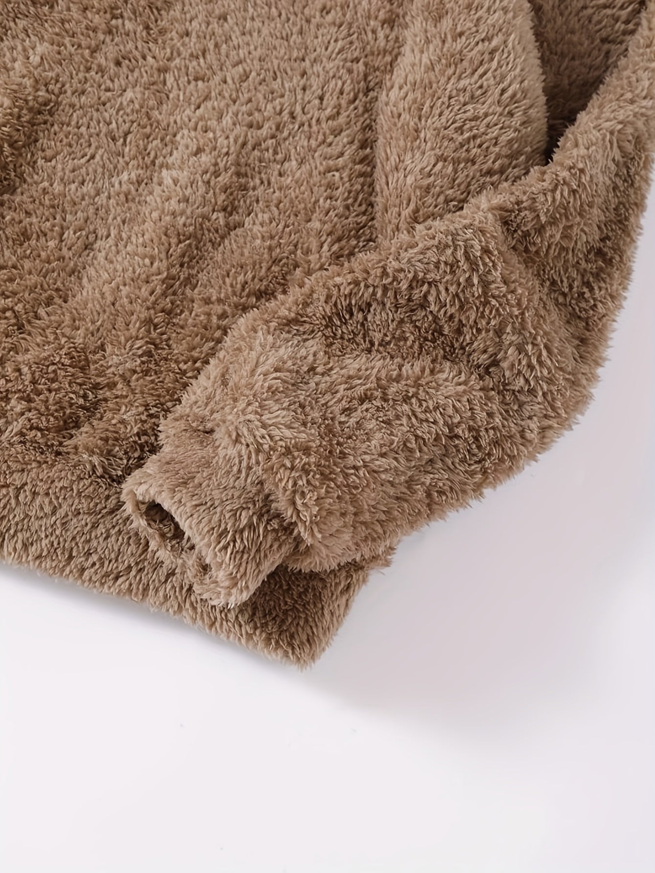 Women's Plus Size Hooded Fuzzy Fleece Lounge Top