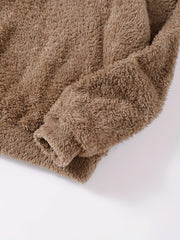 Women's Plus Size Hooded Fuzzy Fleece Lounge Top