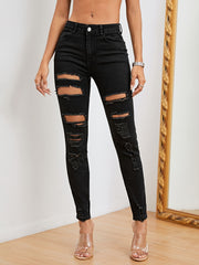 Distressed Slim Fit High Stretch Skinny Jeans