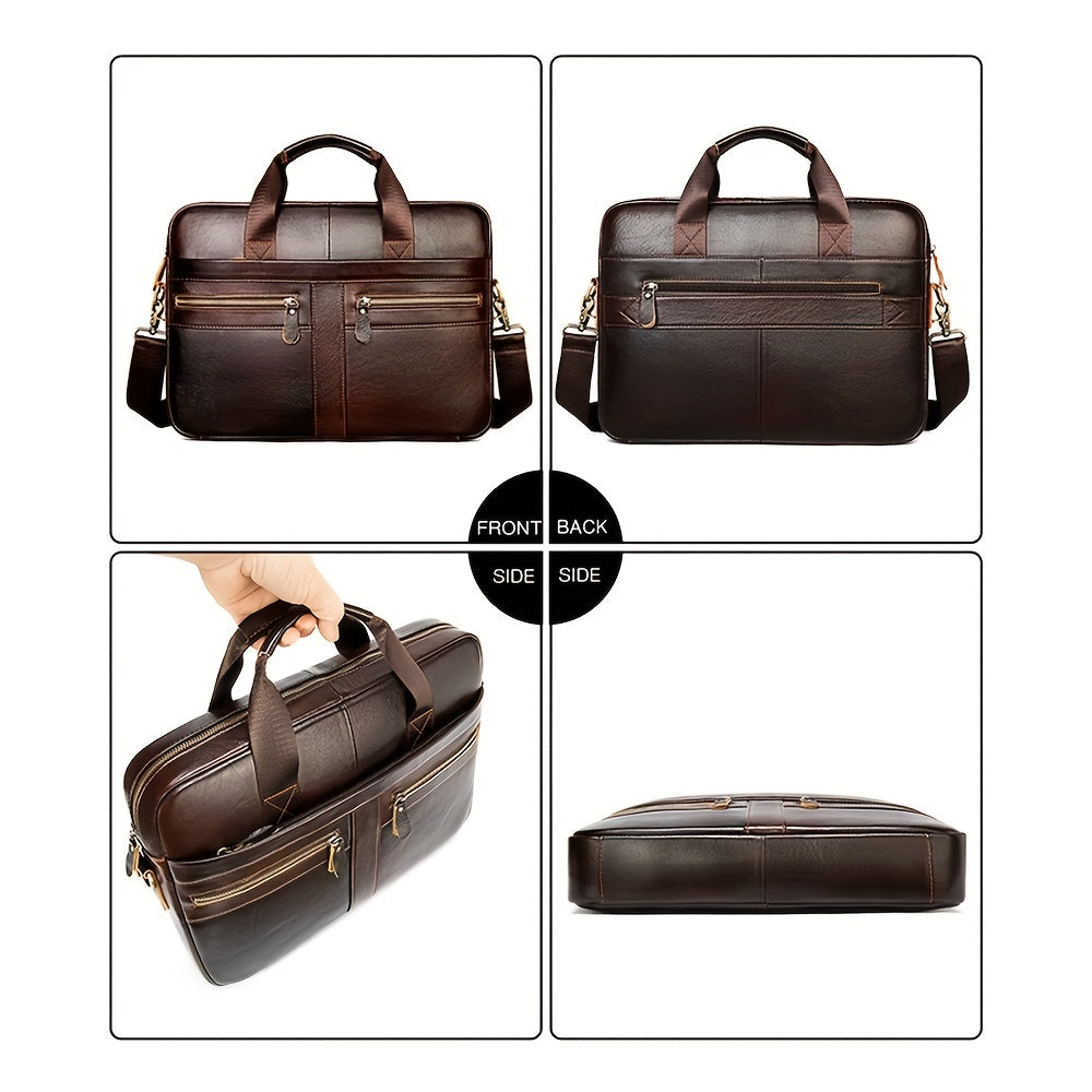 Genuine Leather Business Laptop Briefcase 37.85 cm Messenger Bag