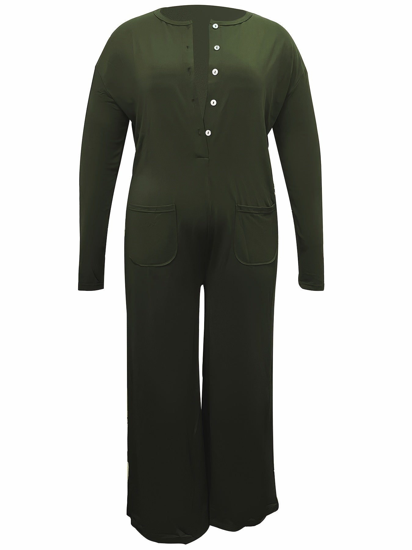 Solid Long Sleeve Wide Leg Jumpsuit