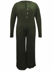 Solid Long Sleeve Wide Leg Jumpsuit